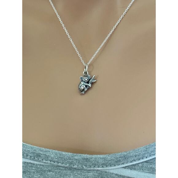 Sterling Silver Oxidized Sterling Silver 3D Koala Bear in a Tree Necklace - Picture 3 of 5